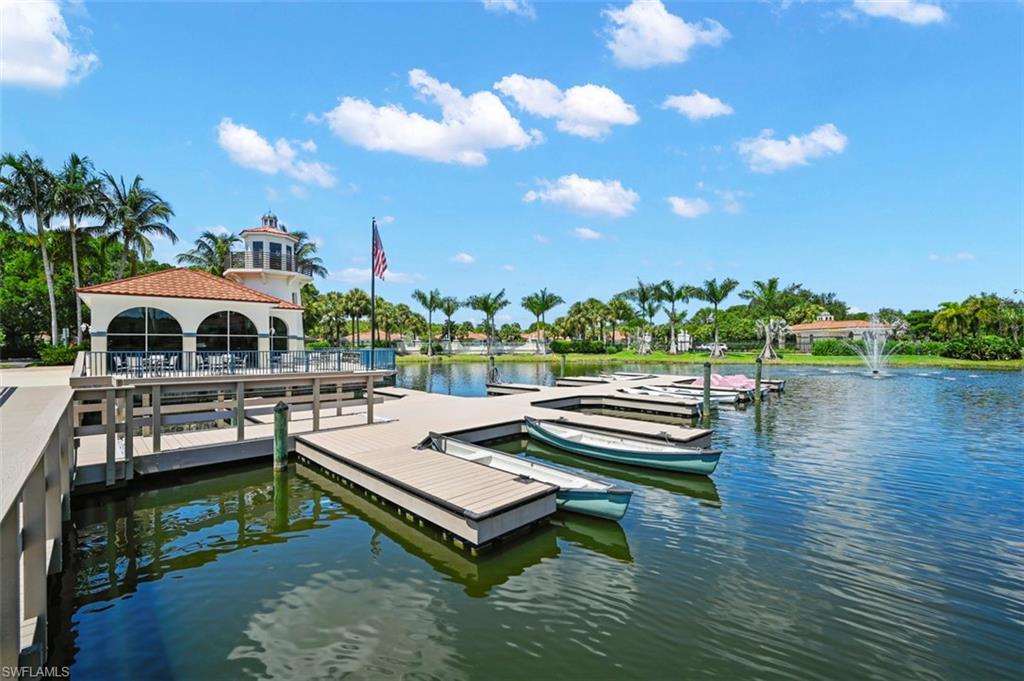 Dock area featuring a water view and a gazebo