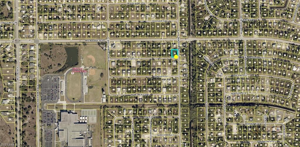 Aerial Map. Displaying the property's location within a platted subdivision