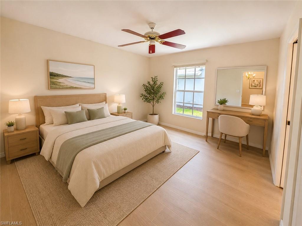 This is a staged photo to show you what you could do with this space.