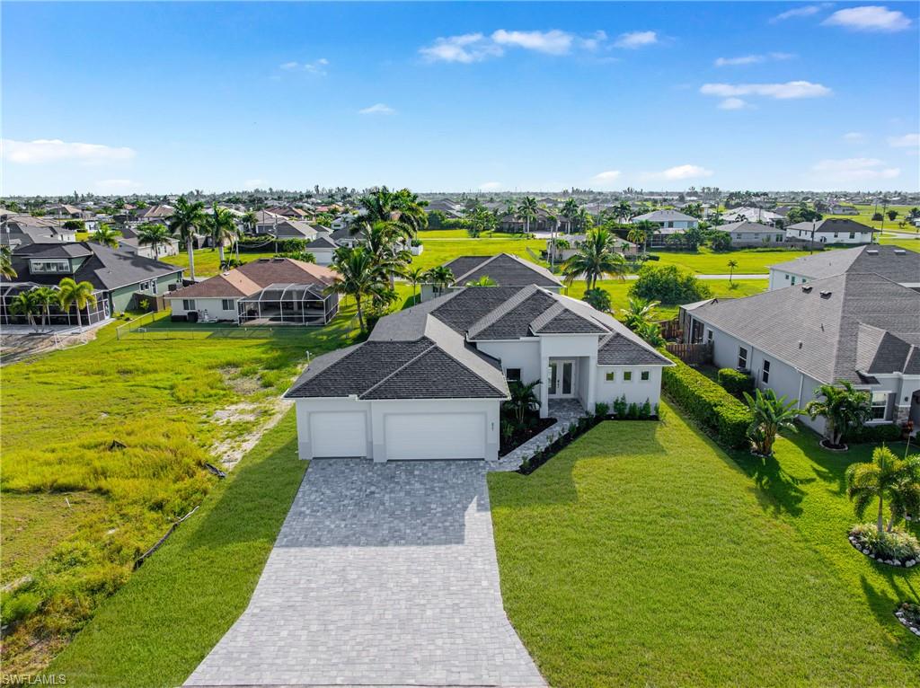 Aerial perspective of suburban area