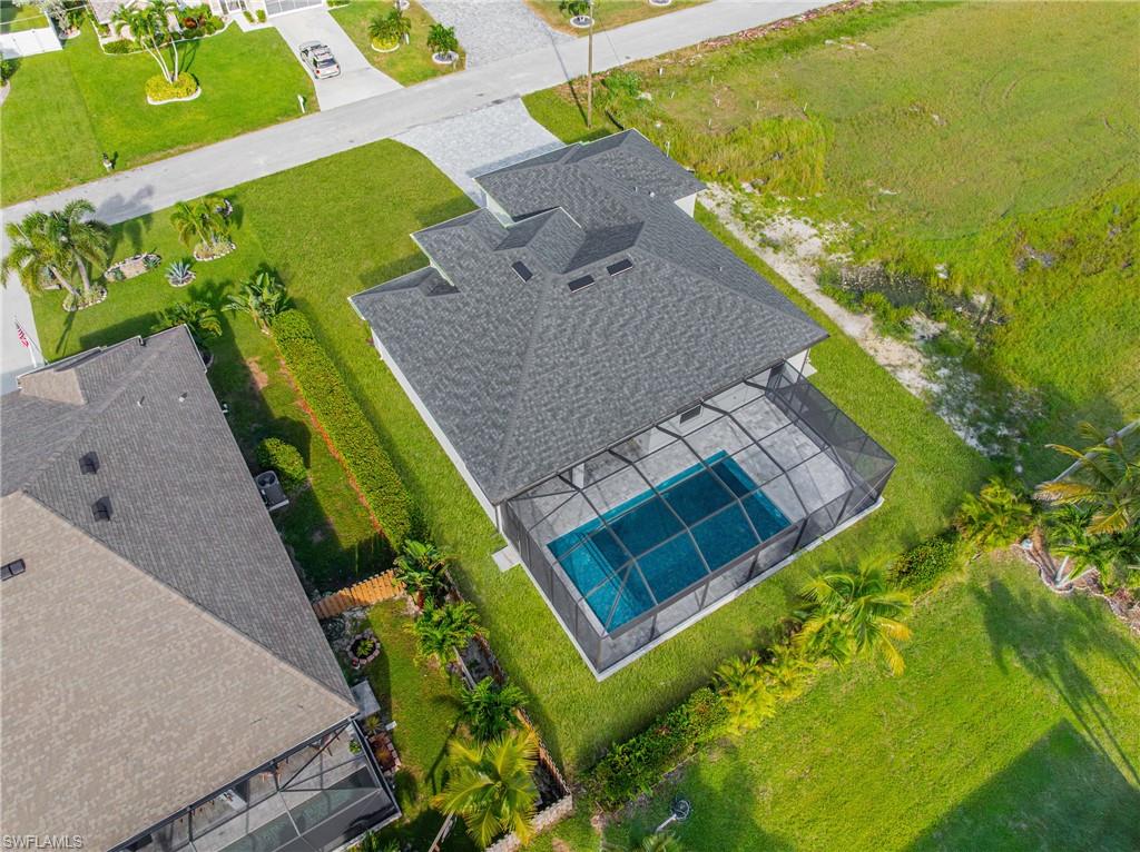 Aerial view of a pool