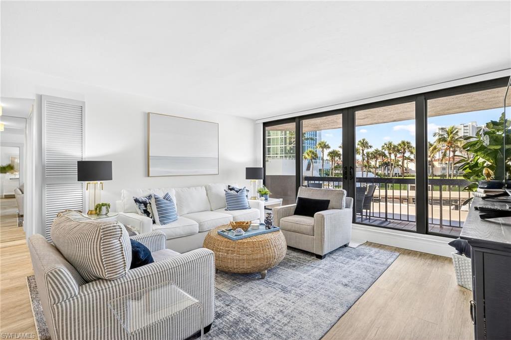 Living area featuring a magnificent view of the Gulf.