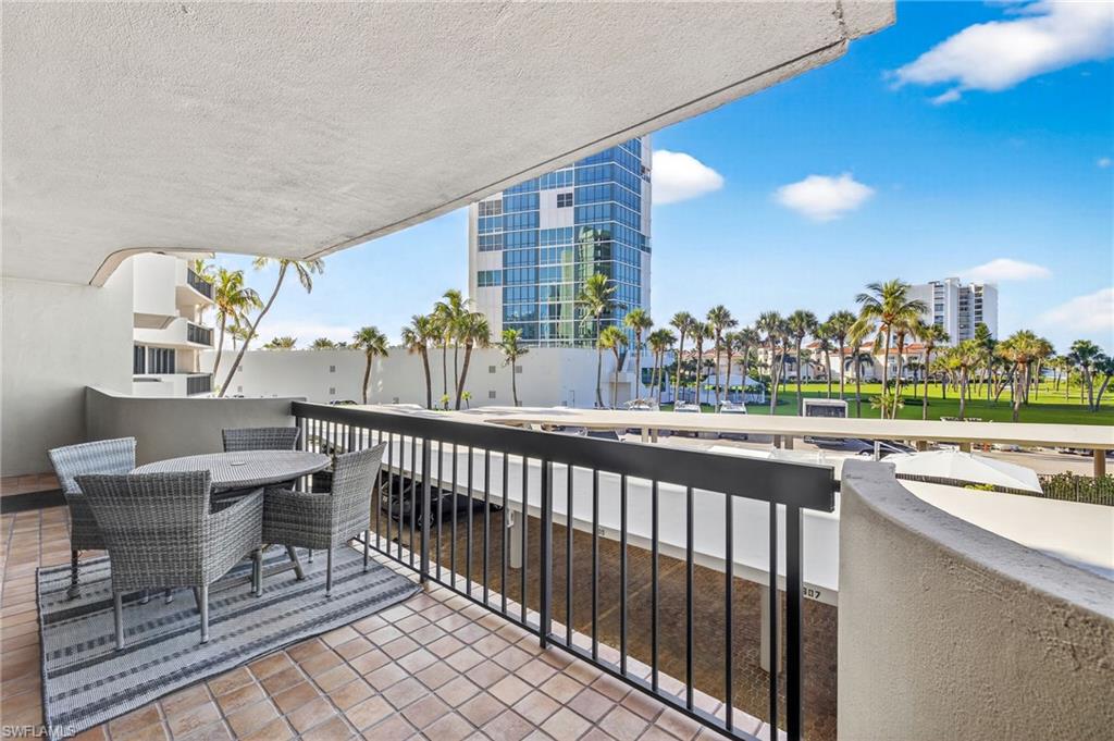Balcony with outdoor dining space and beautiful Gulf Views