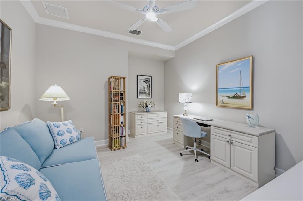 Versatile office or den —ideal for working from home or welcoming overnight guests.