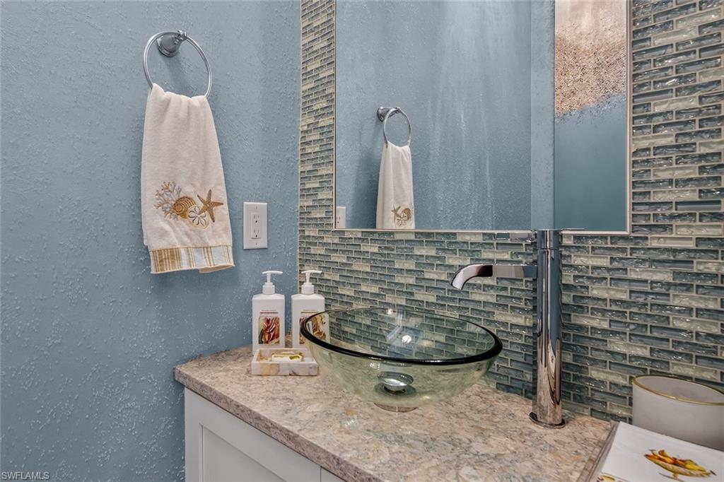 A stylish powder bath adds convenience for family and guests.