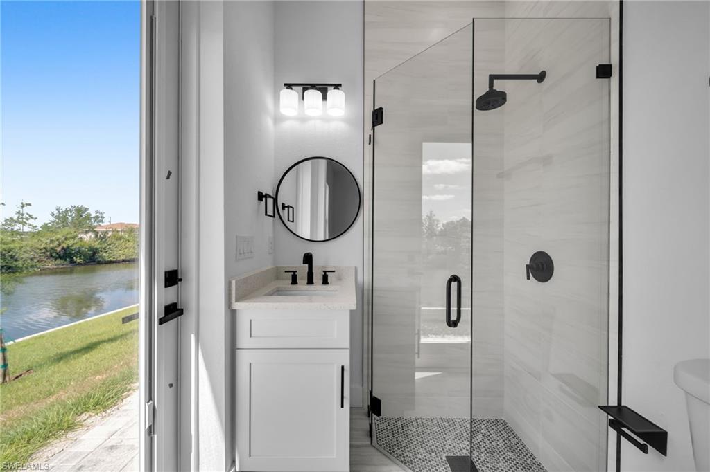 Private guest suite with full bath and separate exterior entrance