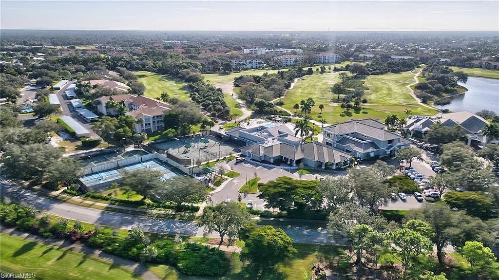 Expansive golf course with water features