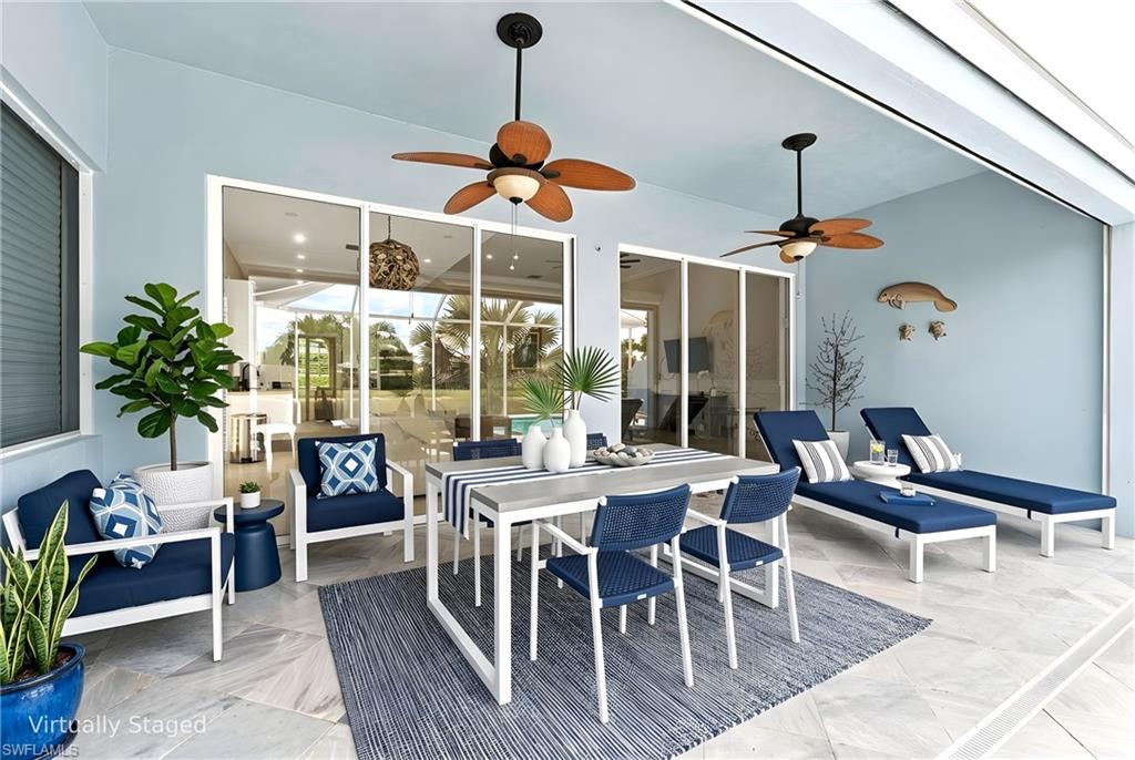 Virtually staged covered Patio