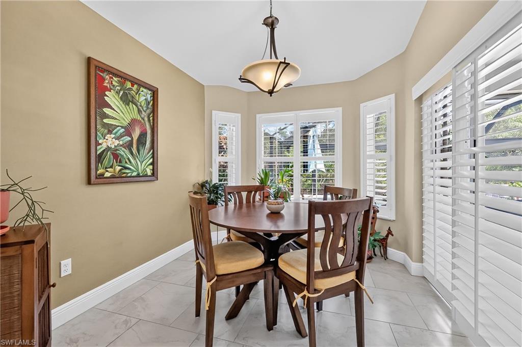 Breakfast nook with plantation shutters