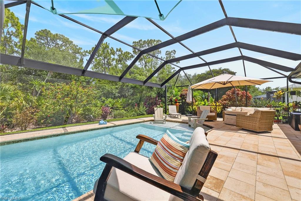 Relax in this stunning backyard retreat.