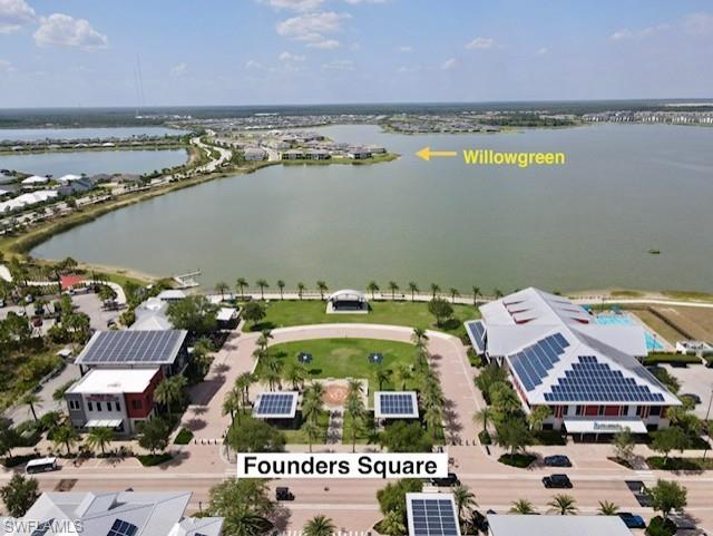 Aerial view from Founders Square looking over Babcock Lake to Willowgreen