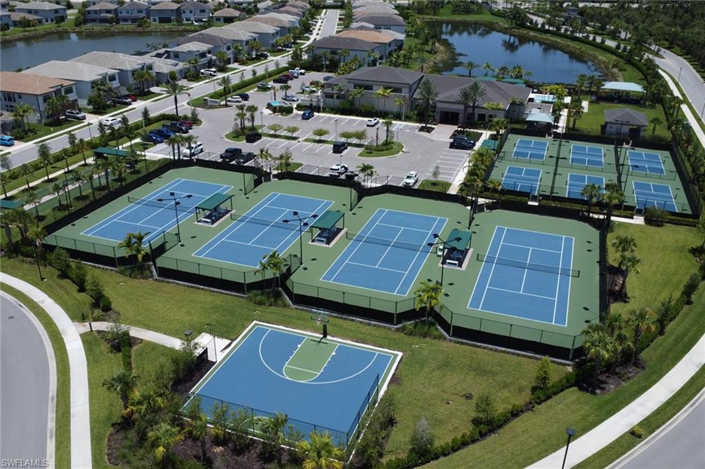 Tennis, pickleball and basketball courts.