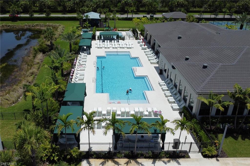 Aerial view of the resort-style pool.