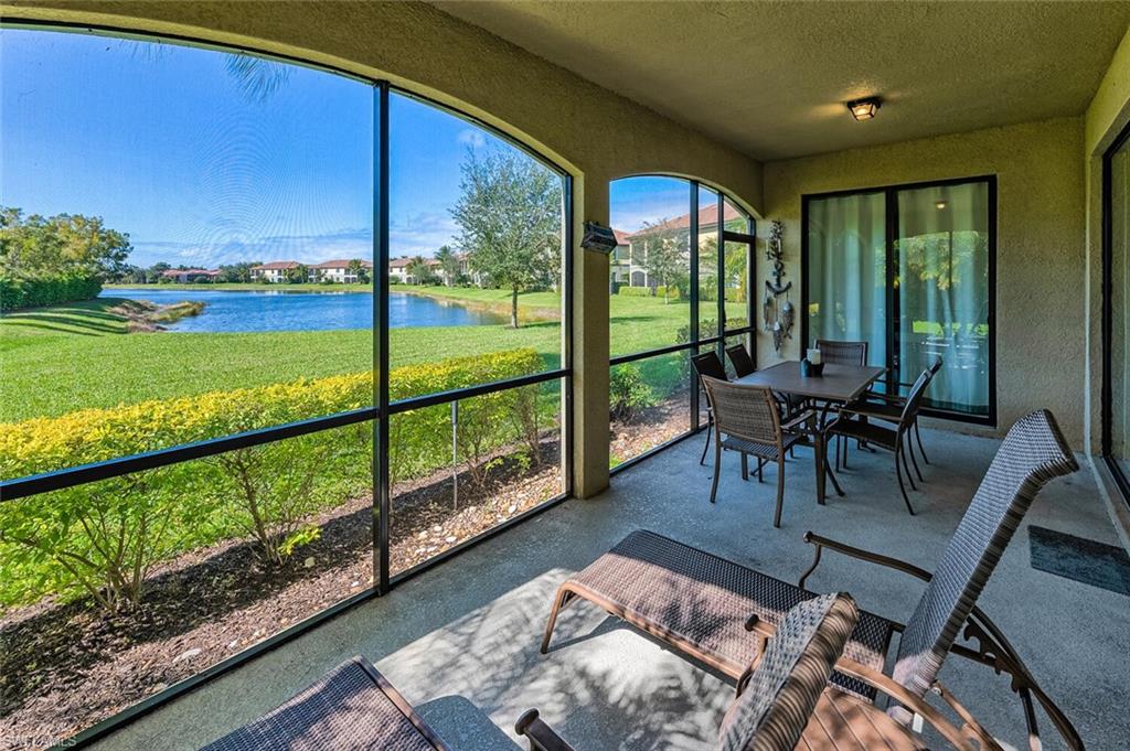 Screened lanai offering picturesque lake views