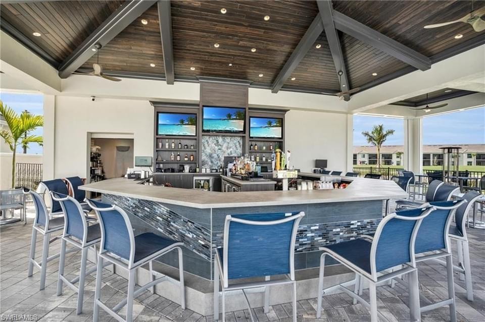 View of patio with ceiling fan