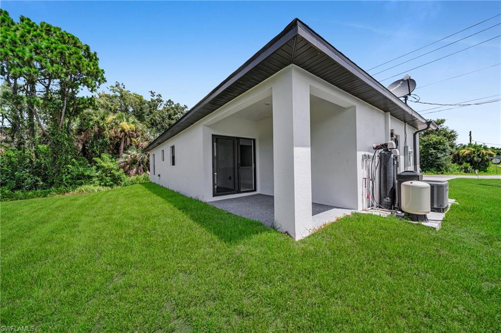 Covered patio with sliding glass door access