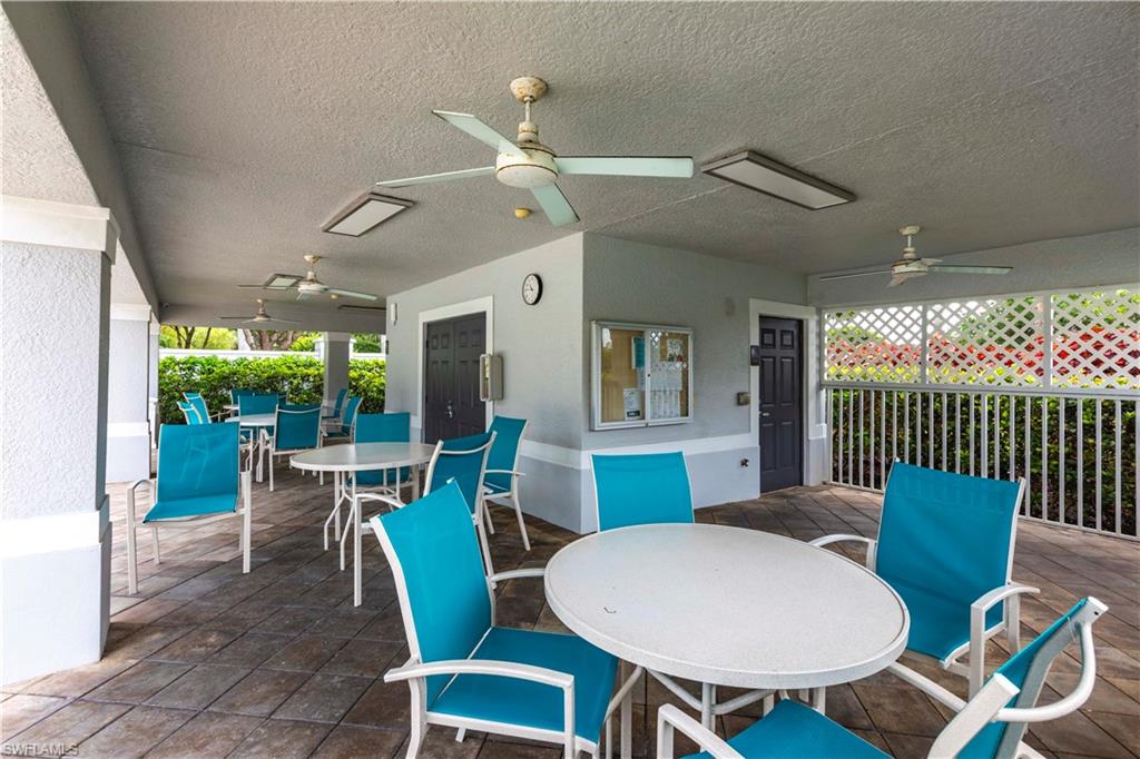 View of patio / terrace with outdoor dining area and ceiling fan