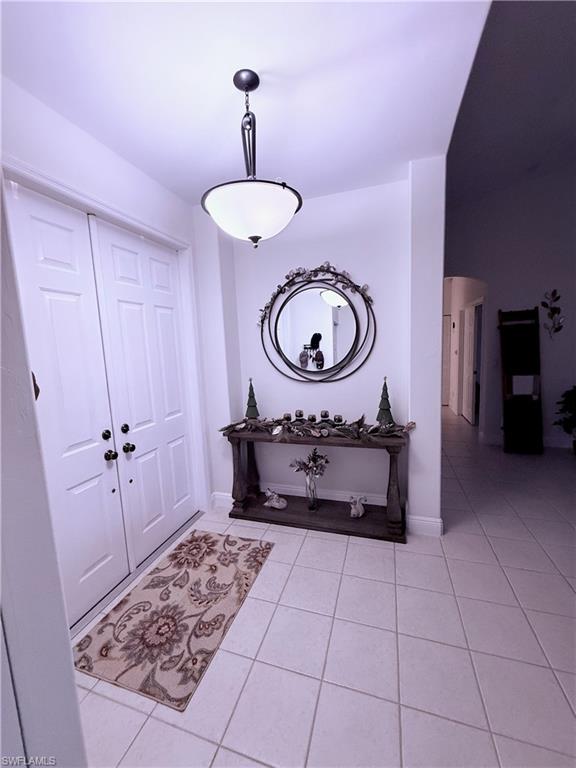 Double panel doors with dark hardware