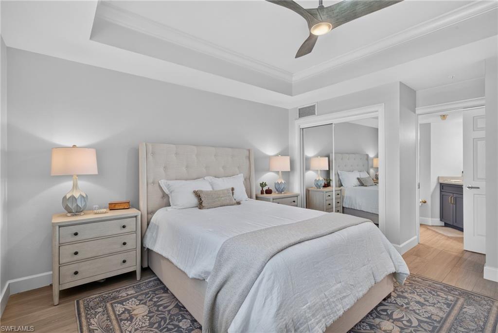 The guest bedroom opens to the bath making it comfortable for your guest, also there is a linen closet not in the picture
