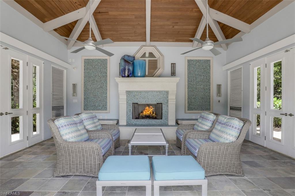 Cabana with fireplace near the grills