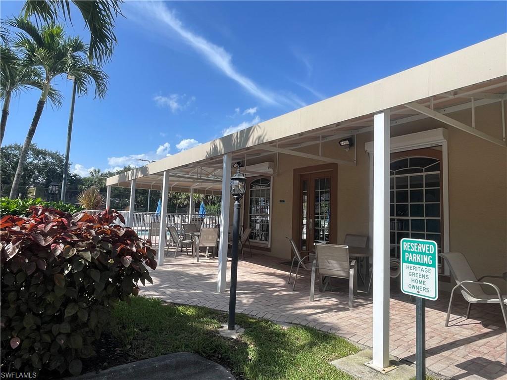 Clubhouse Outdoor patio area featuring a covered structure.