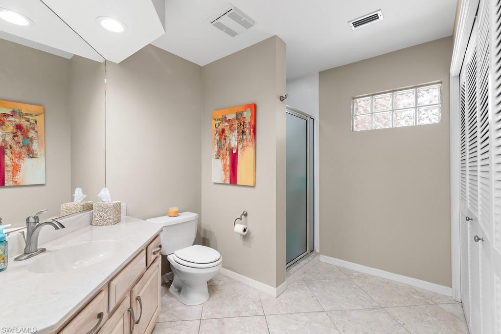 Bathroom next to guest bedroom or den