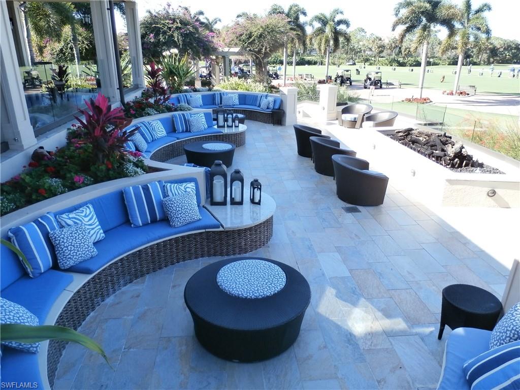 Outdoor lounge overlooking driving range