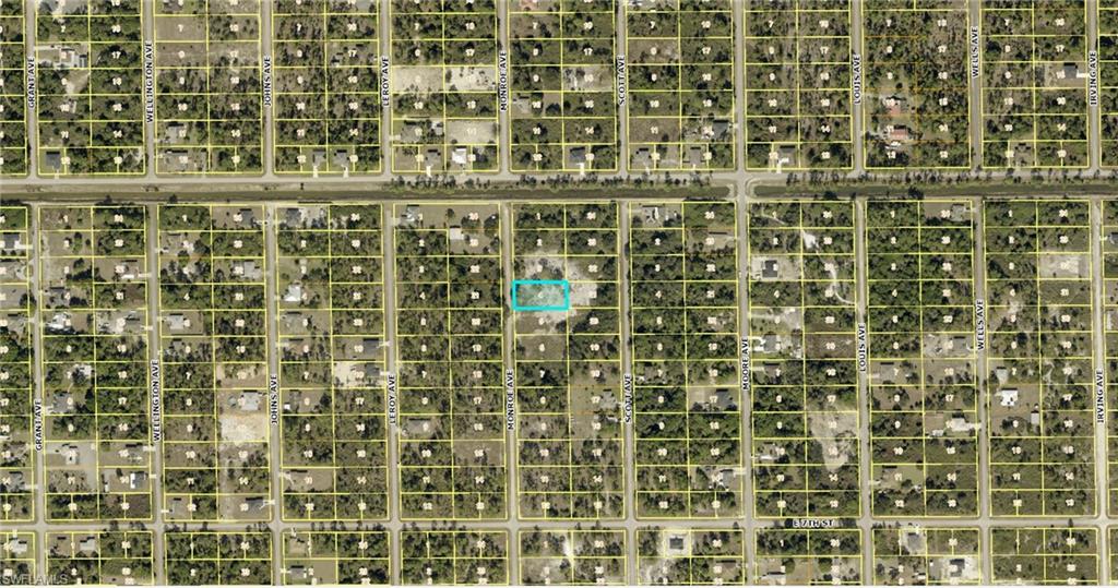 Aerial Map. Depicting the property's location within a grid of parcels and streets