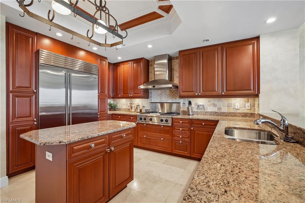 Kitchen with Gas Stove and Sub Zero Refrigerator