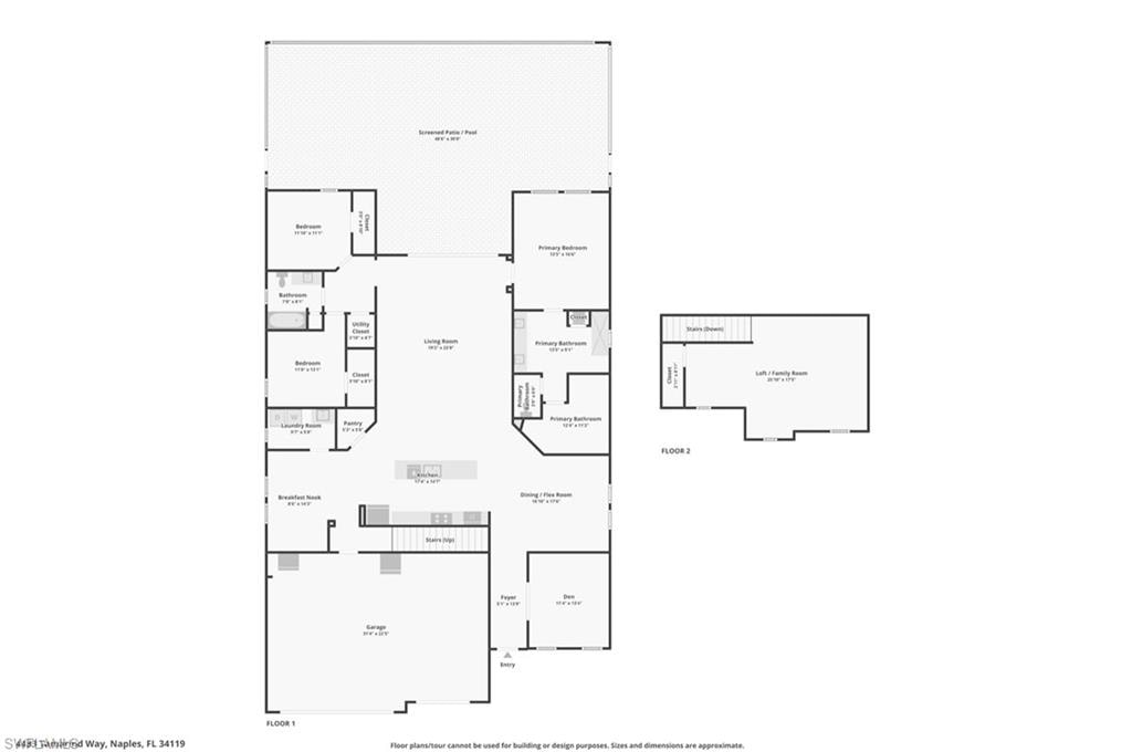 2 story floor plan including spaciousmuostairs bonus loft of the Genoa II  favorable layout complete with downstairs primary en-suite.