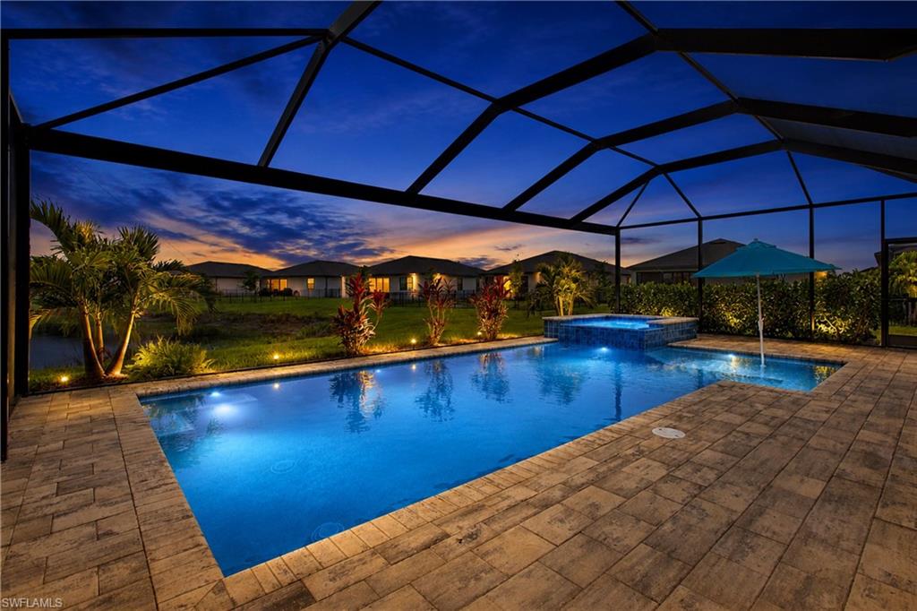 Twilight photo pool and lanai