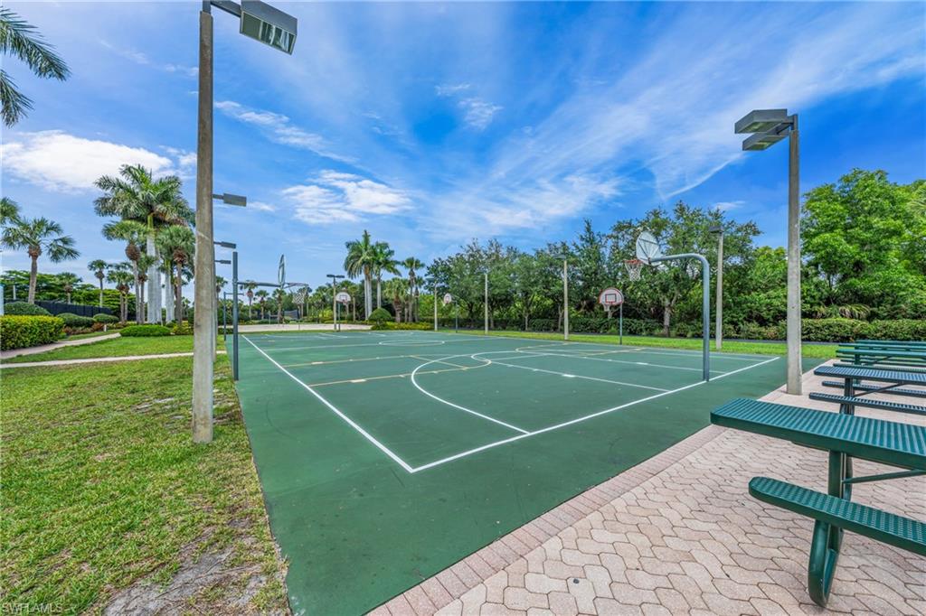 Outdoor multi-sport court with perimeter lighting