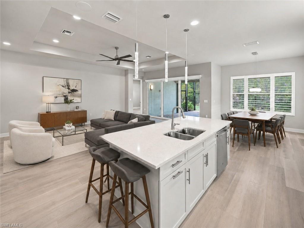 Room Digitally Staged - Great Room/ Kitchen Island