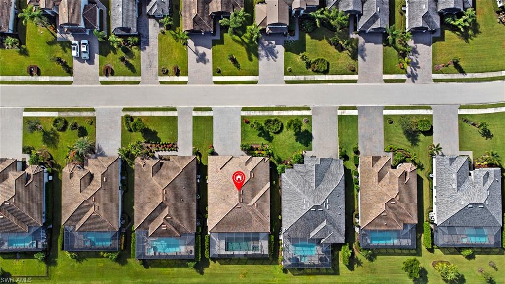 Aerial perspective of suburban area