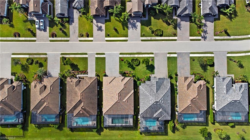 Aerial perspective of suburban area