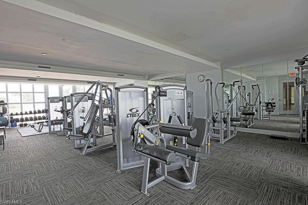 Dedicated fitness center with extensive exercise equipment