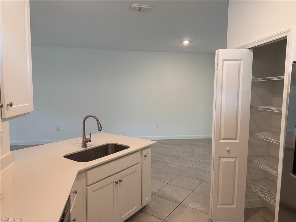 View from the kitchen to the dining area