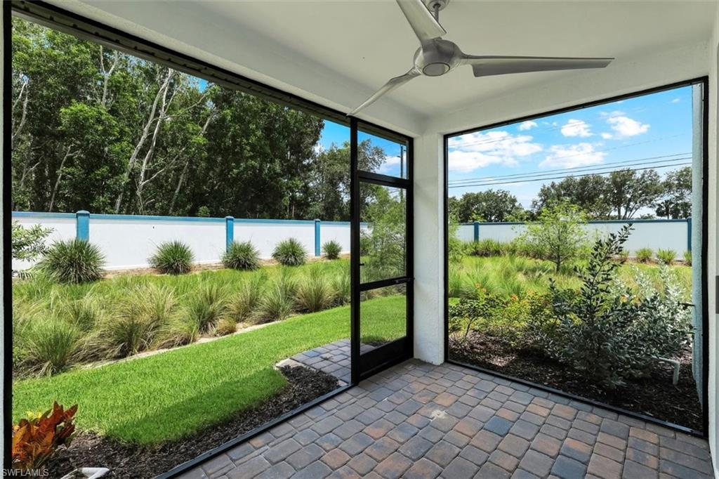 Screened lanai featuring paver flooring