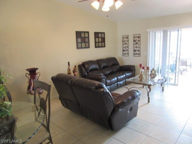 Living area with neutral wall tones and tile flooring
