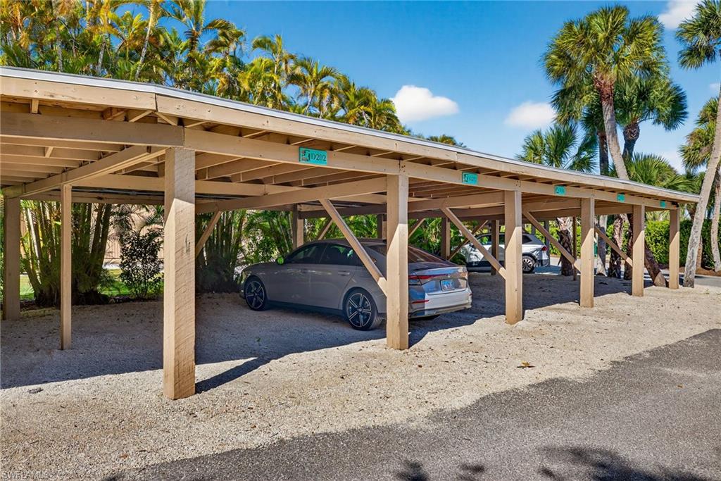 View of covered parking lot