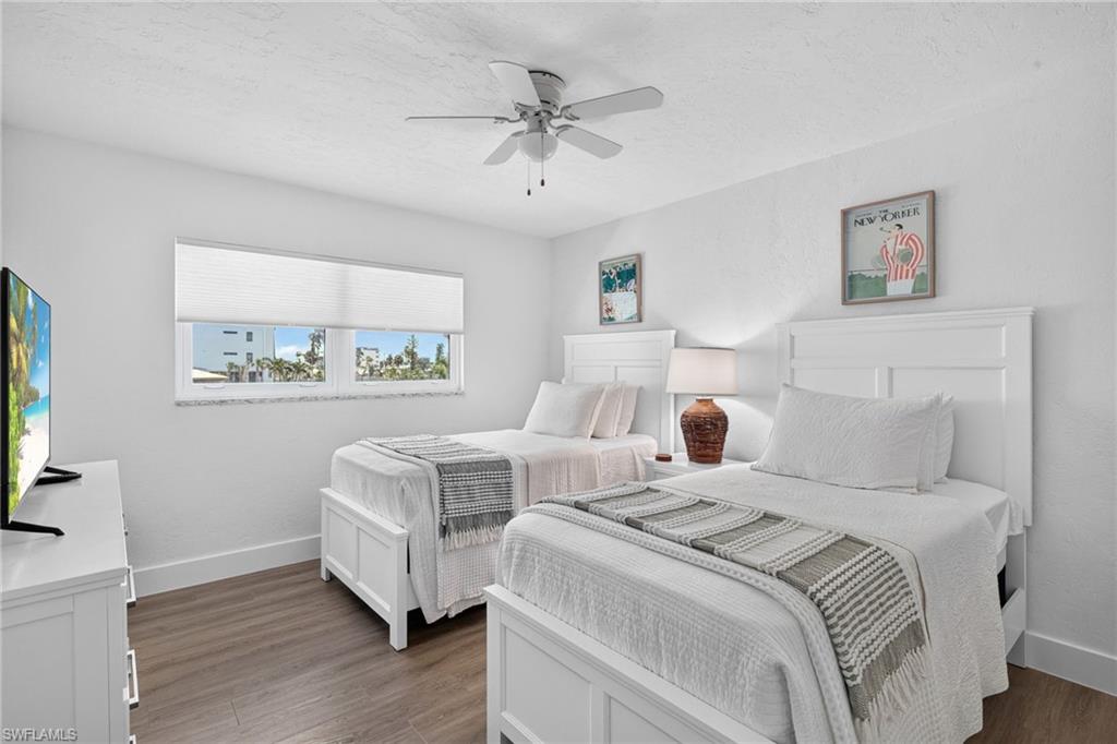 White-painted interior with wood-finish flooring