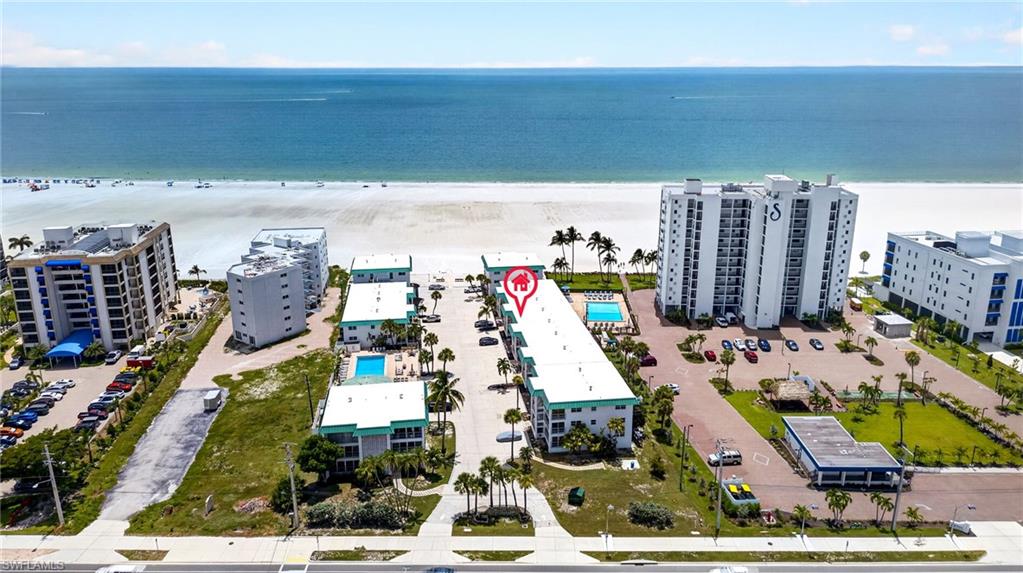 Aerial perspective showcasing beach proximity