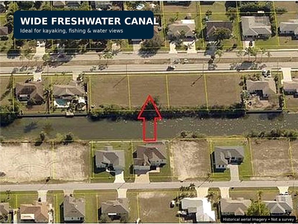 Aerial Property Map. Illustrating the property's location relative to a freshwater canal and surrounding parcels