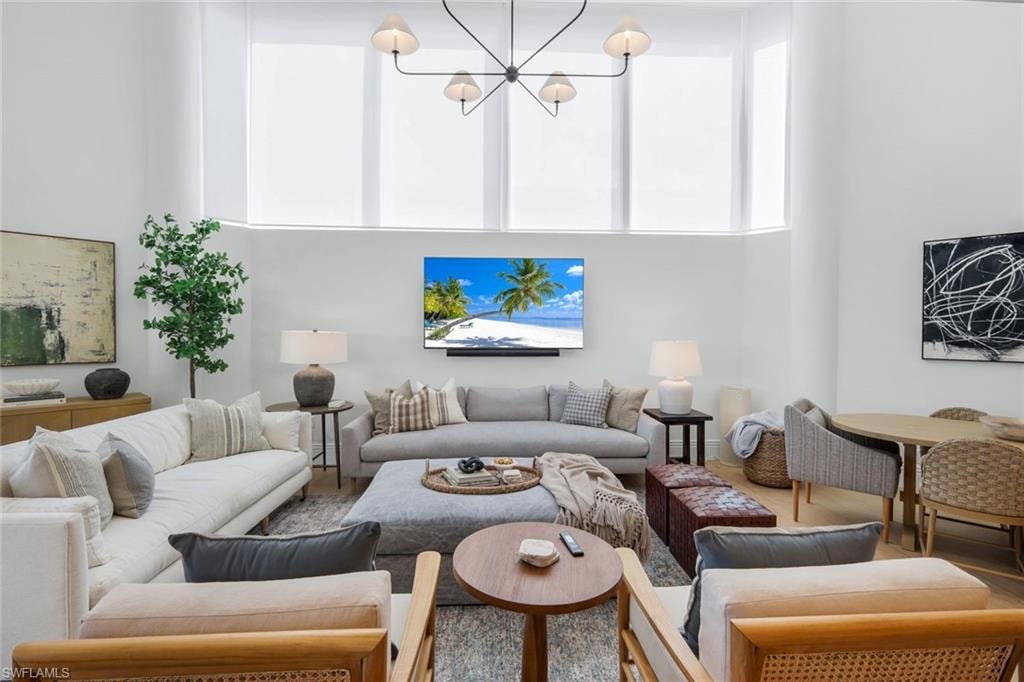 Living room with wood finished floors