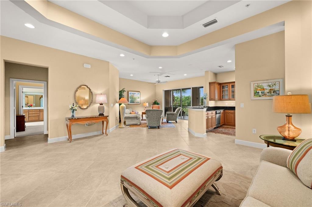 From Dining Room area to Living Room and Primary Entryway