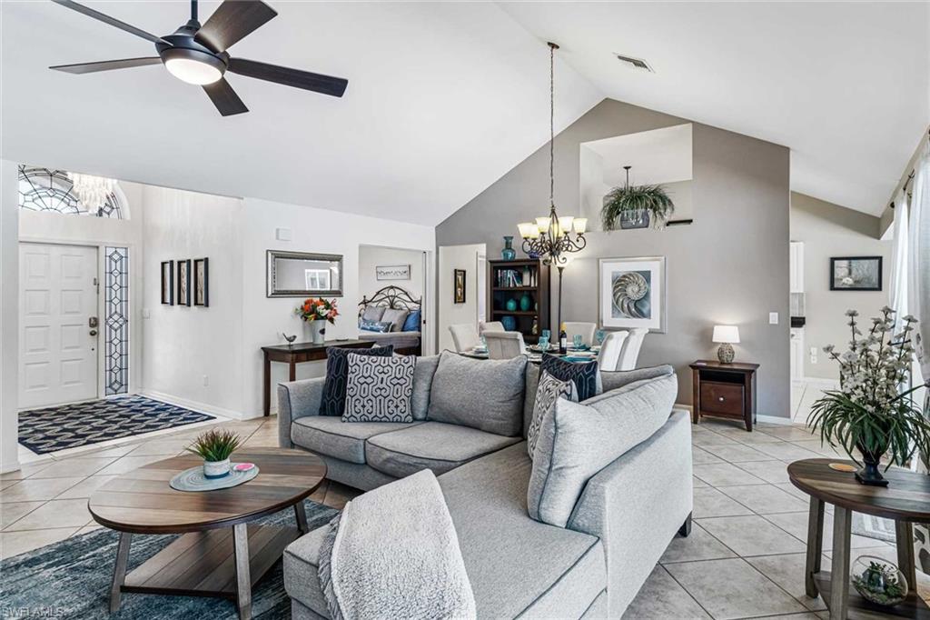 The living room is spacious & has comfortable seating