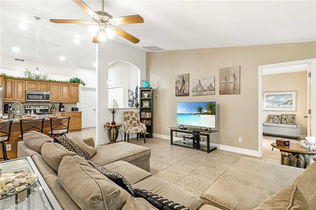 The living room also offers a flat-screen TV