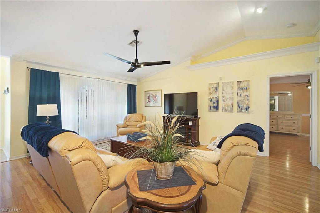 The living room offers plenty of comfortable seating