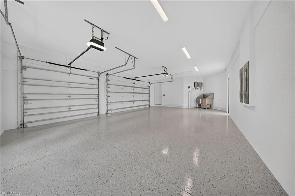 Garage with dog washing station