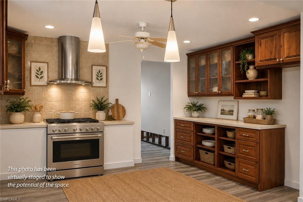 Artist's rendering illustrating the potential restoration of the existing living room